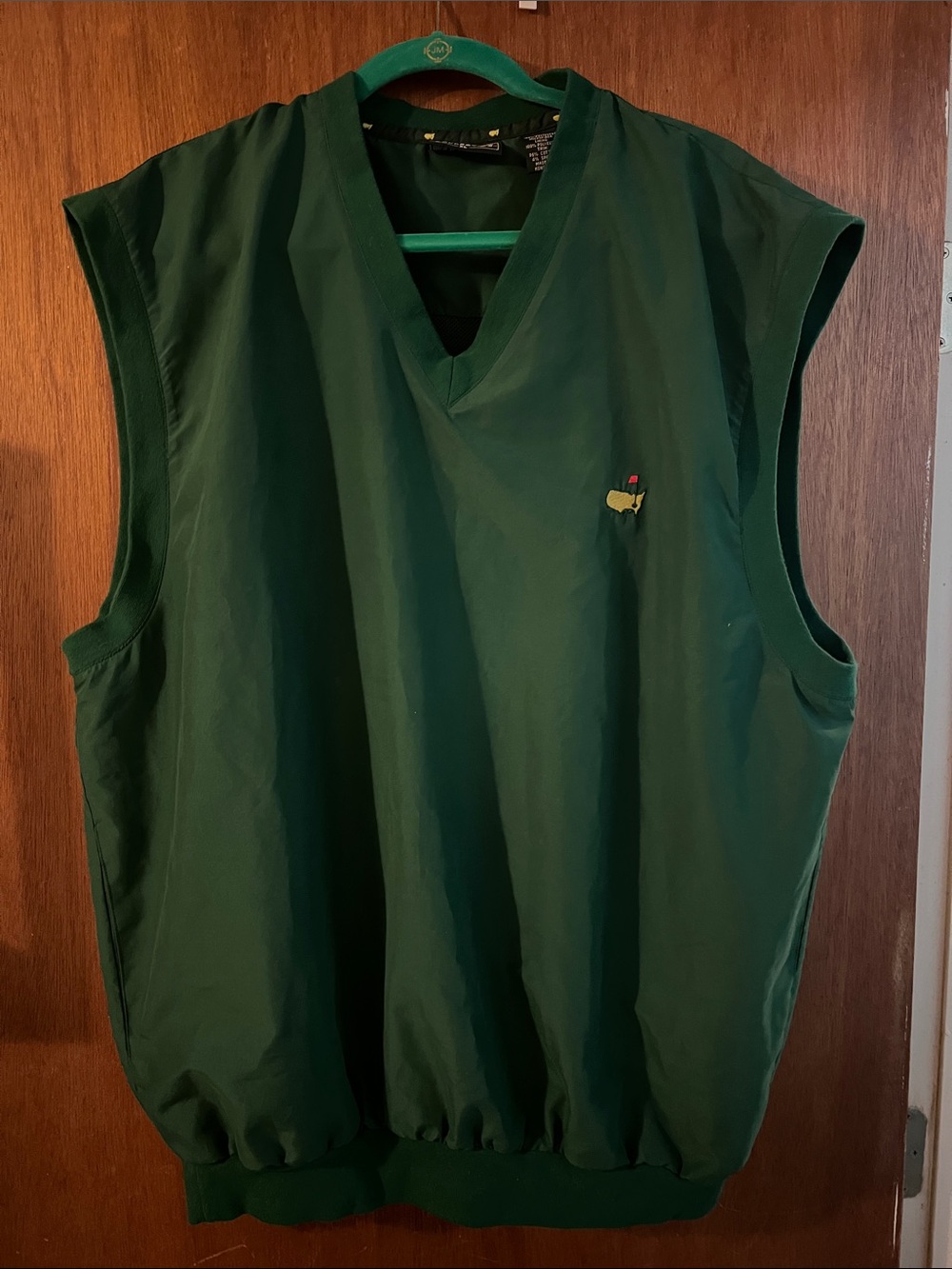 Men's Vintage Masters Augusta Green Sleeveless V-Neck Golf Vest - windbreaker